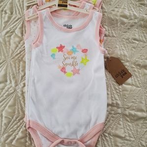 Chick pea baby girls 3-6m 3pack bodysuits